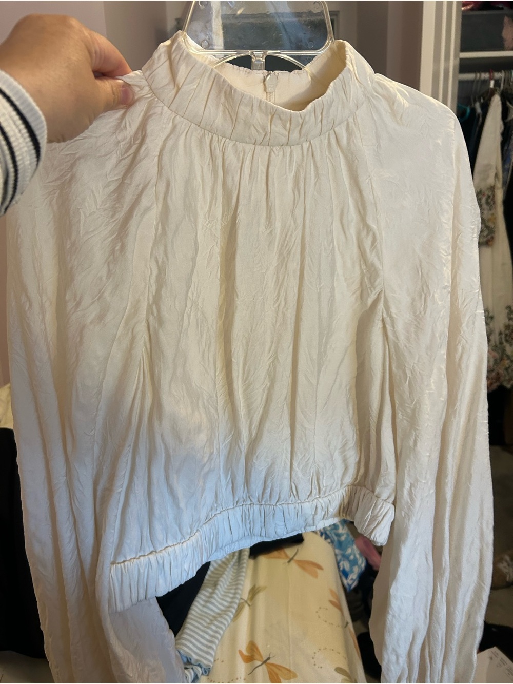 Zimmermann Cream High-Neck Long-Sleeve Blouse